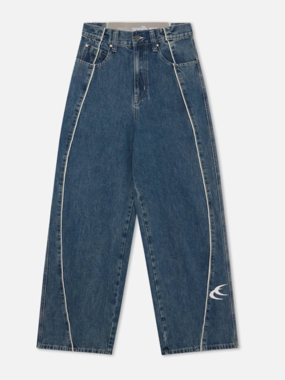 Scuffers Mowa Blue Mid Wash Wide leg Jeans w/ Contrast Piping - EU Size 34 - NWT